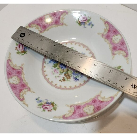 Vtg Fine China Porcelain Floral Spring Garden Coup Soup Bowls Set Of 4 - Picture 6 of 10